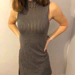 Zara black and white checked mini dress